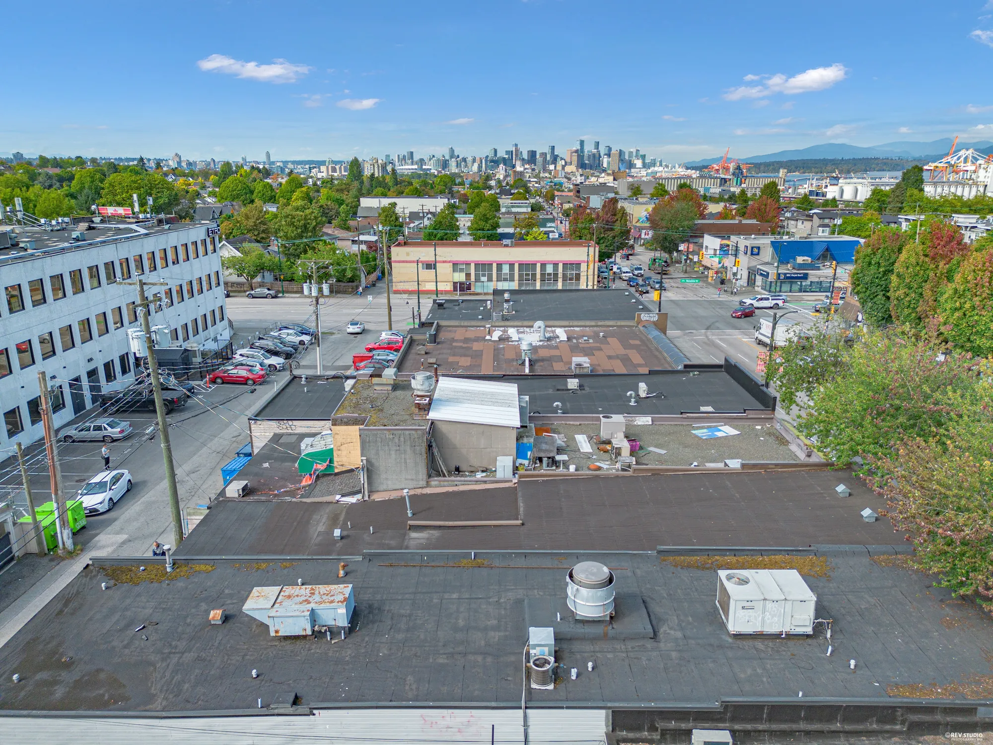 Aerial showing the building between Hastings and the rear lane