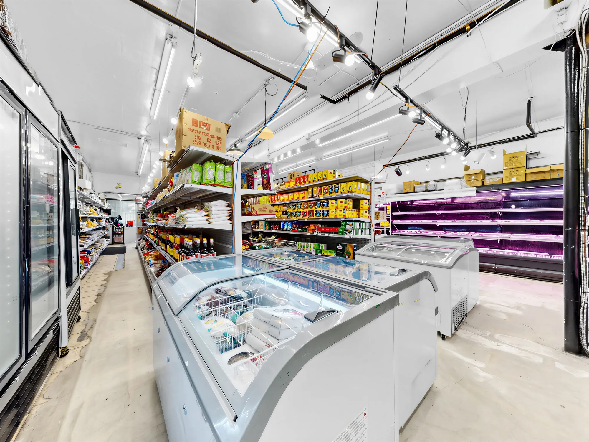 The meat counter seen along the display cases