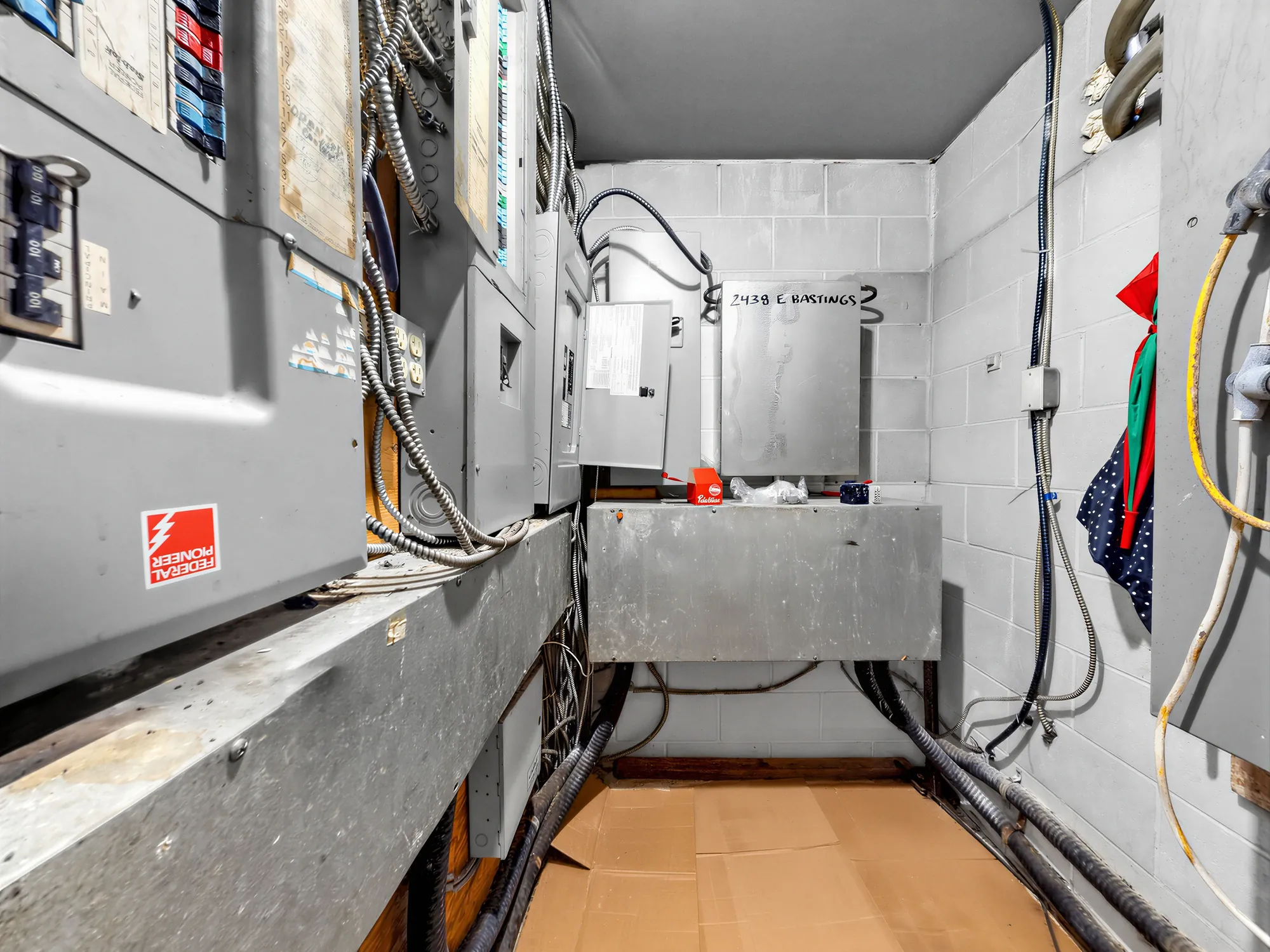 Inside a cold room with wall shelving